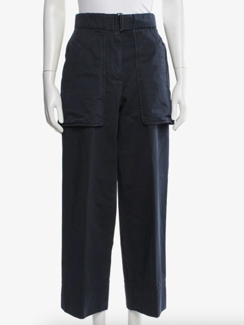 Dries Van Noten Navy Blue Wide Leg High Rise  Cargo Pants FR 40 / US 10 Medium